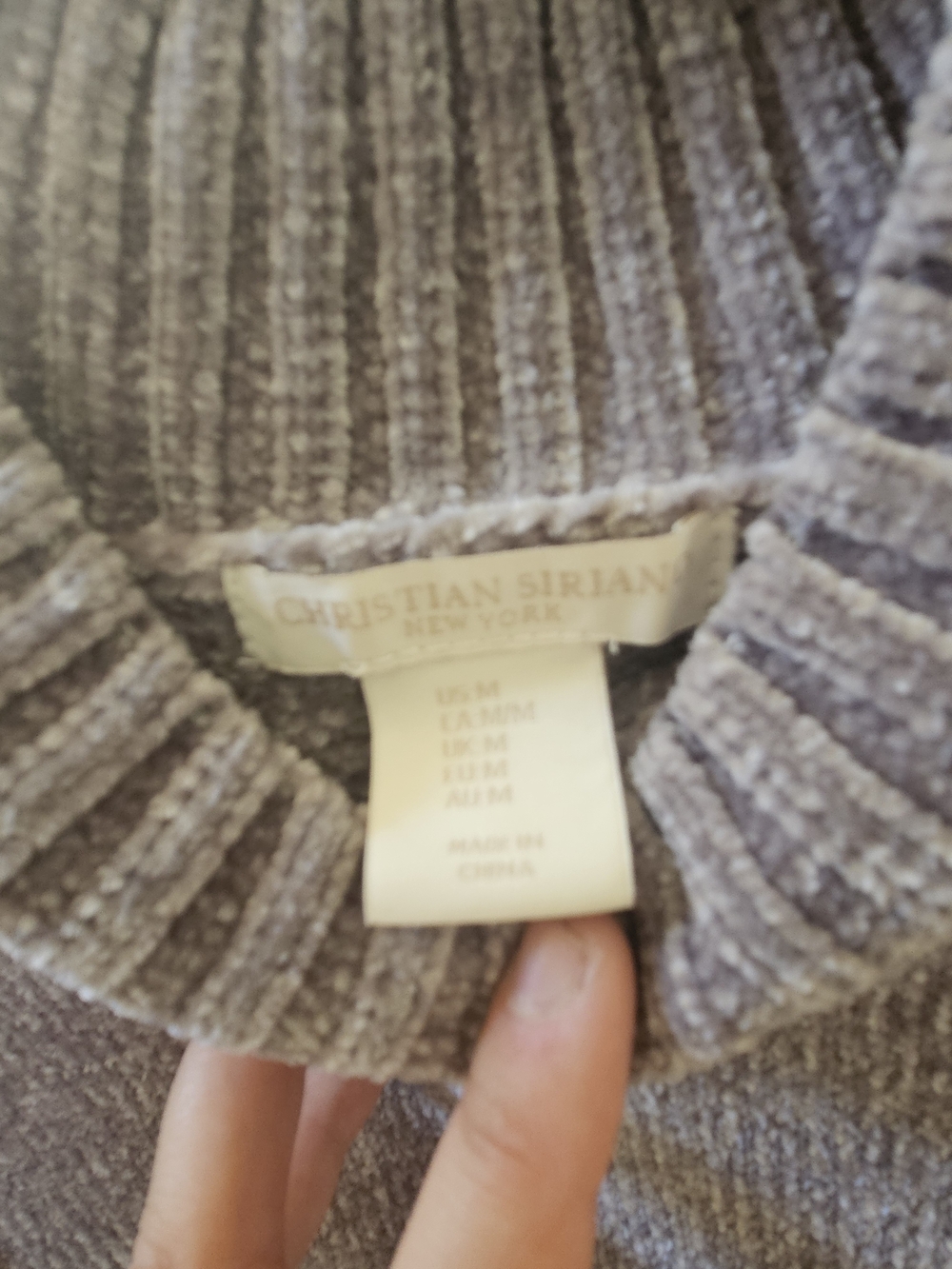 Christian Siriano Heather Gray Turtleneck Sweater with Fair Isle Sleeves - Picture 2 of 2